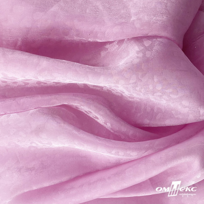 Плательная органза вытравка,100% полиэстр, шир. 150 см, #606 цв.-розовый - купить в Якутске. Цена 380.73 руб.