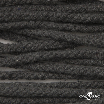 Шнур плетеный d-6 мм круглый, 70% хлопок 30% полиэстер, уп.90+/-1 м, цв.1088-т.серый - купить в Якутске. Цена: 588 руб.