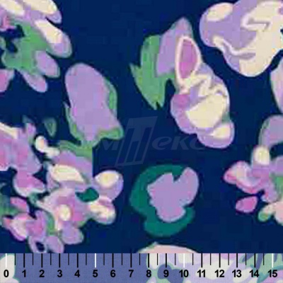 Штапель принт (100% вискоза) D4,C3, 110 гр/м2, шир.140см, принт цветы/василёк - купить в Якутске. Цена 343 руб.