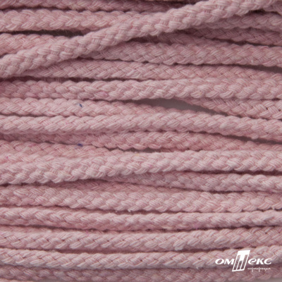 Шнур плетеный d-6 мм круглый, 70% хлопок 30% полиэстер, уп.90+/-1 м, цв.1087-розовый - купить в Якутске. Цена: 588 руб.