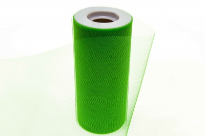 Фатин в шпульках 16-146, 10 гр/м2, шир. 15 см (в нам. 25+/-1 м), цвет зелёный - купить в Якутске. Цена: 100.69 руб.