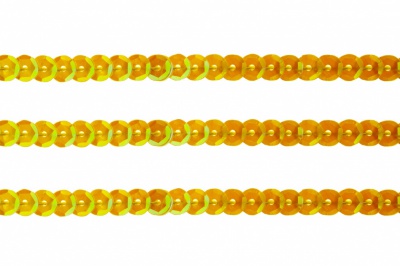 Пайетки "ОмТекс" на нитях, CREAM, 6 мм С / упак.73+/-1м, цв. 92 - золото - купить в Якутске. Цена: 484.77 руб.