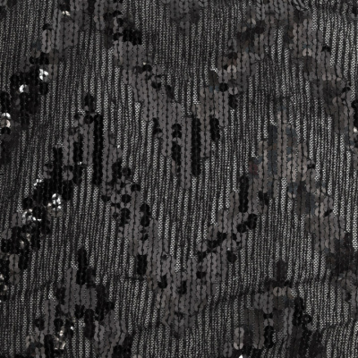 Трикотажное полотно с пайетками, шир.130 см, #311-бахрома чёрная - купить в Якутске. Цена 1 183.35 руб.