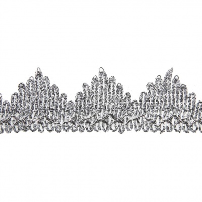 Тесьма металлизированная 0384-0240, шир. 40 мм/уп. 25+/-1 м, цвет серебро - купить в Якутске. Цена: 490.74 руб.