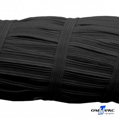 Резиновые нити с текстильным покрытием, шир. 6 мм (55 м/уп), цв.-черный - купить в Якутске. Цена: 210.75 руб.