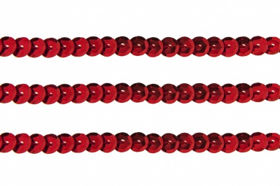 Пайетки "ОмТекс" на нитях, SILVER-BASE, 6 мм С / упак.73+/-1м, цв. 3 - красный - купить в Якутске. Цена: 468.37 руб.