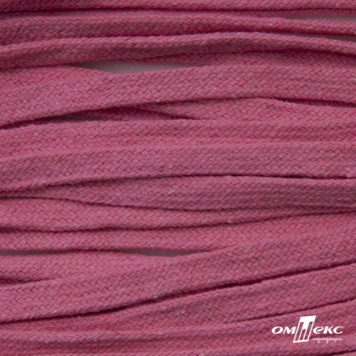 Шнур плетеный d-8 мм плоский, 70% хлопок 30% полиэстер, уп.85+/-1 м, цв.1029-розовый - купить в Якутске. Цена: 735 руб.