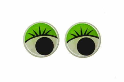Глазки для игрушек, круглые, с бегающими зрачками, 15 мм/упак.50+/-2 шт, цв. -зеленый - купить в Якутске. Цена: 113.01 руб.