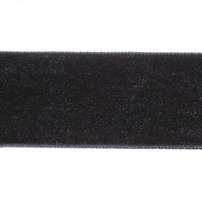 Лента бархатная нейлон, шир.25 мм, (упак. 45,7м), цв.03-черный - купить в Якутске. Цена: 800.84 руб.