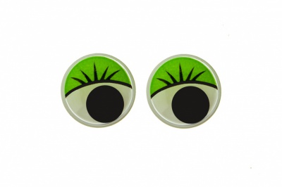 Глазки для игрушек, круглые, с бегающими зрачками, 12 мм/упак.50+/-2 шт, цв. -зеленый - купить в Якутске. Цена: 96.01 руб.