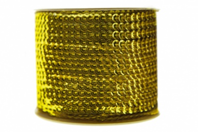Пайетки "ОмТекс" на нитях, SILVER-BASE, 6 мм С / упак.73+/-1м, цв. 7 - св.золото - купить в Якутске. Цена: 468.37 руб.