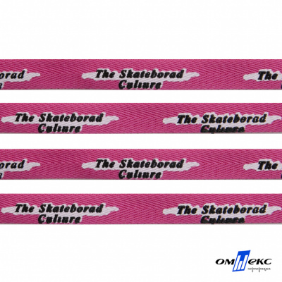 Тесьма отделочная (киперная) 10 мм, 100% хлопок,"THE SKATEBOARD CULIURE"(45 м) цв.121-26 -яр.розовый - купить в Якутске. Цена: 850.62 руб.
