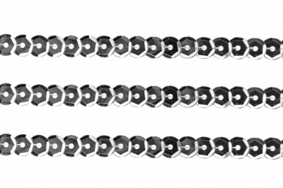 Пайетки "ОмТекс" на нитях, SILVER-BASE, 6 мм С / упак.73+/-1м, цв. 1 - серебро - купить в Якутске. Цена: 468.37 руб.